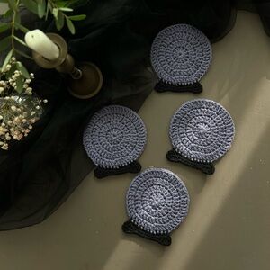 4 pcs Crystal Ball Halloween Crochet Coasters